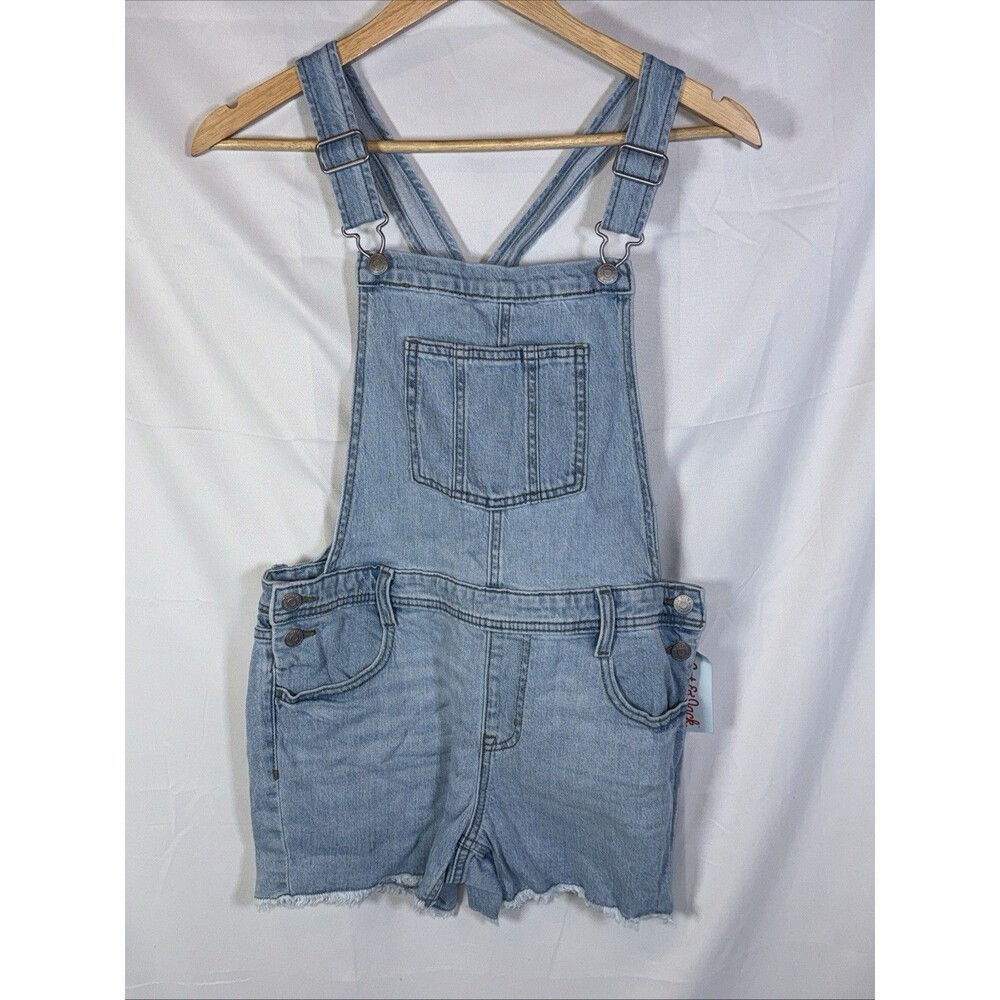 Cat & Jack Girls Size Large (10-12) Overalls Color Light Wash Shorts With Pocket